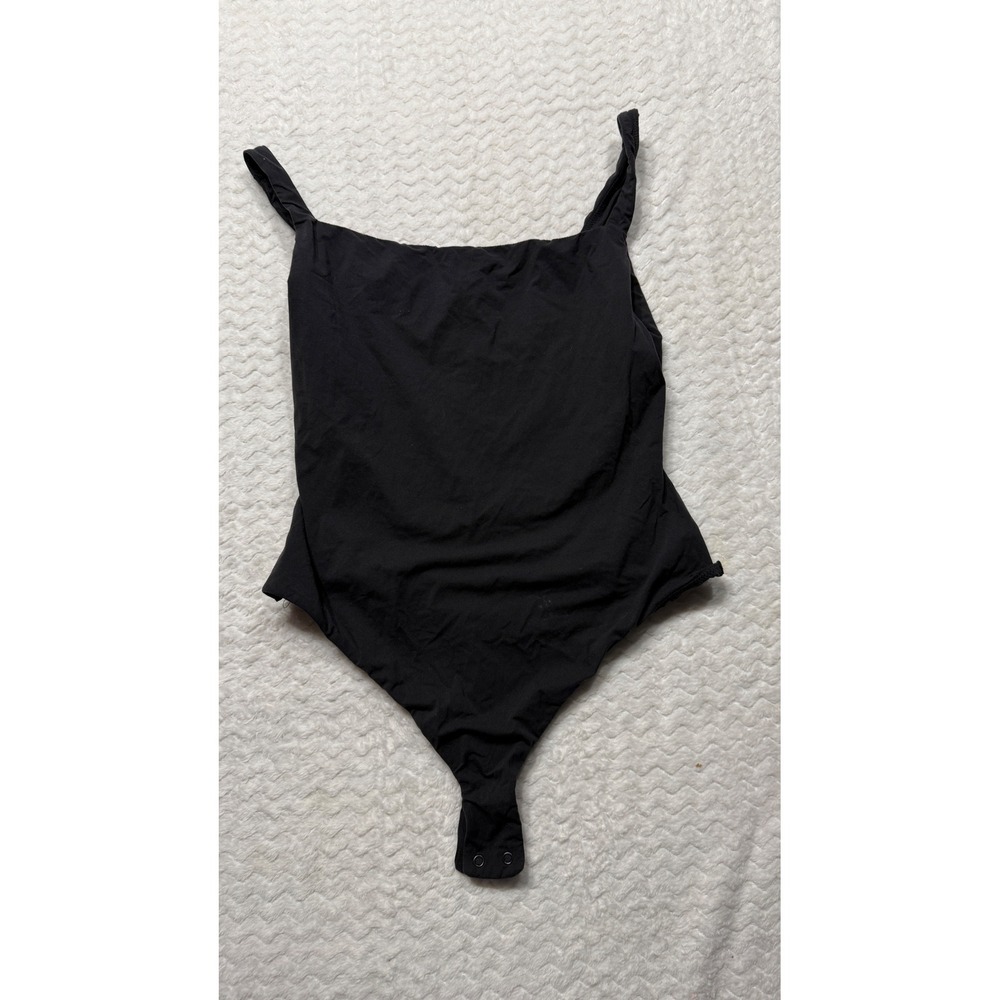 SKIMS Women Black Square Neck Sleeveless Bodysuit Size L RN 158973 High Stretch